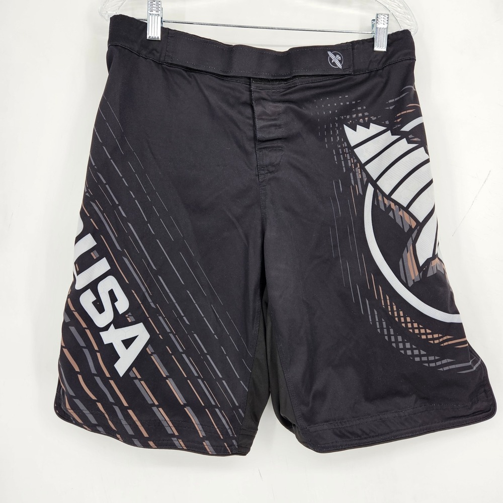 Hayabusa Fight Shorts Mens XXL MMA Wrestle Board Shorts Black Grappling BJJ